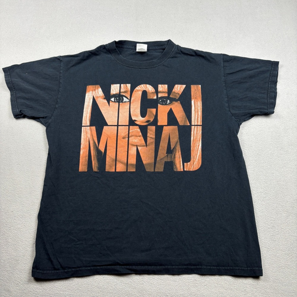 Nicki Minaj Graphic T-Shirt Mens Large Black Orange Portrait Heavy Cotton Tee